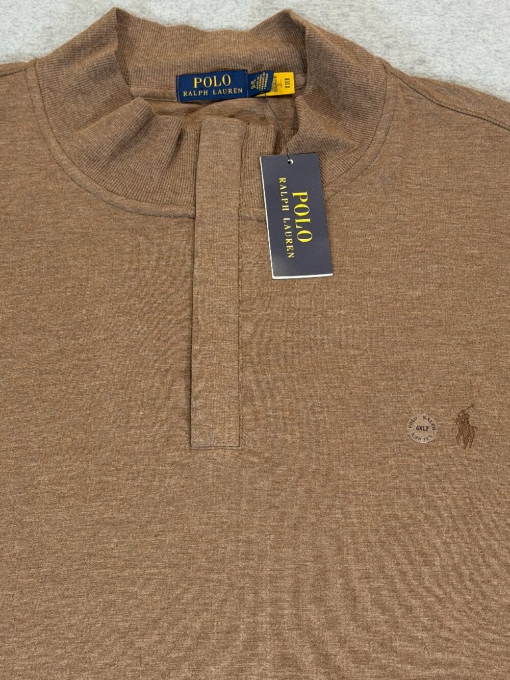 Polo Ralph Lauren Mens Luxury Jersey Quarter-Zip Pullover Brown Heather 4XLT NWT